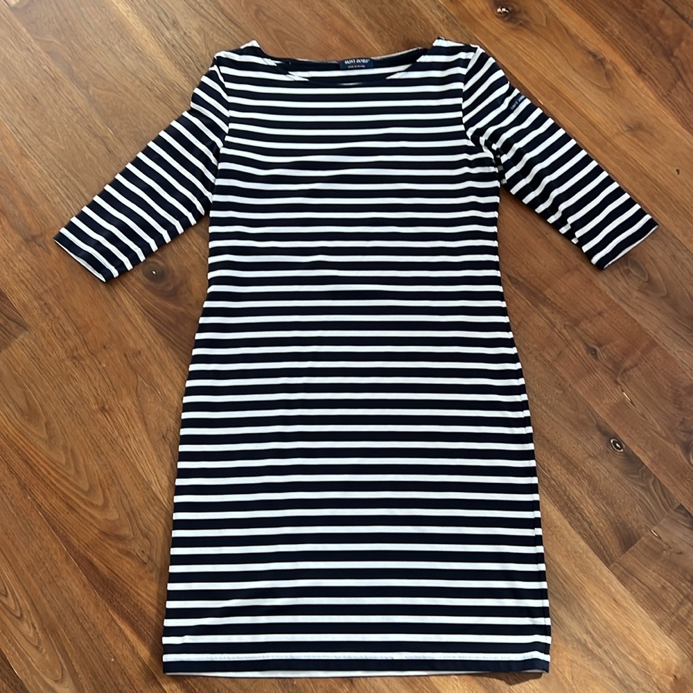 Saint James PROPRIANO Dress Size 8 Navy and White Stripped